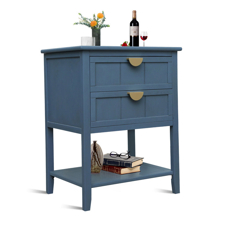 Menisha 15.75'' W Solid Wood Nightstand, Blue