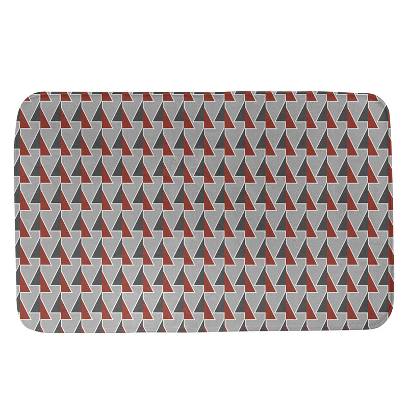 Tapis de bain géométrique antidérapant à motif de flèches décalées, l 21 po x L 34 po, Rouge
