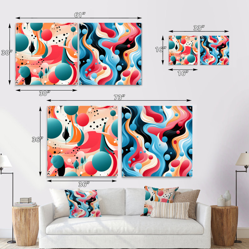 Cliona - ensemble de 2 verres muraux abstraits géométriques en acrylique, H 16 po x l 33 po