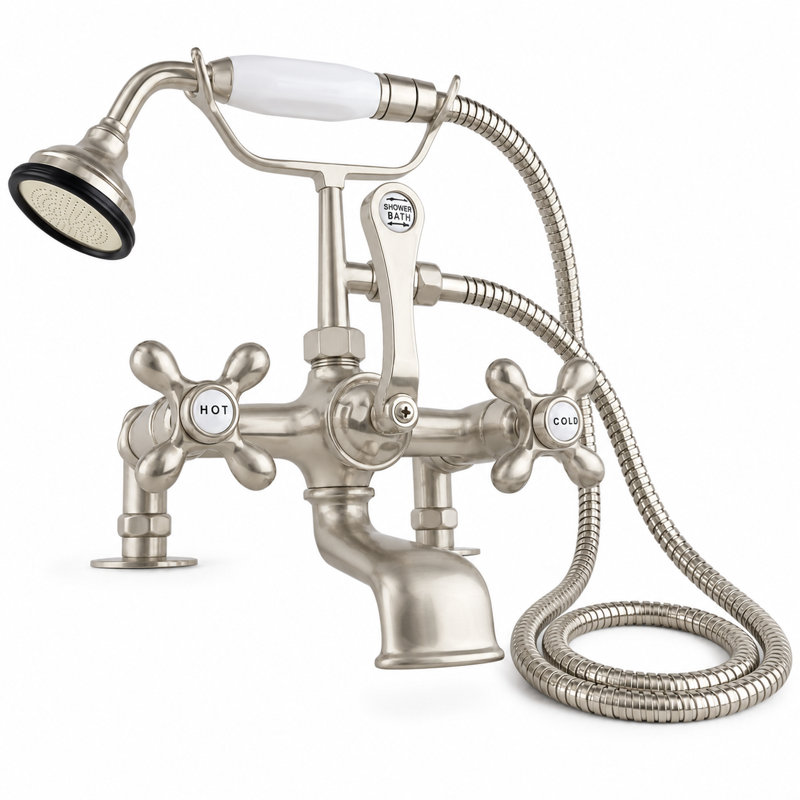 Robinet de baignoire à fixation sur comptoir British Téléphone (P0341) par Strom Living, Nickel mat