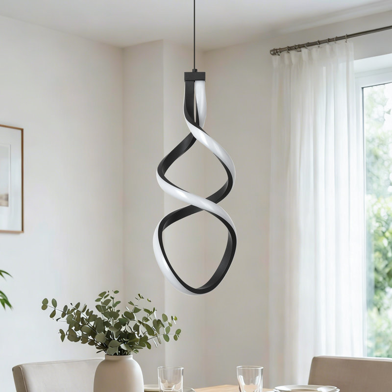 1-Light LED Pendant Light with Remote Control, Dimmable & Tunable White (3000K-6000K) for Kitchen Island, Black