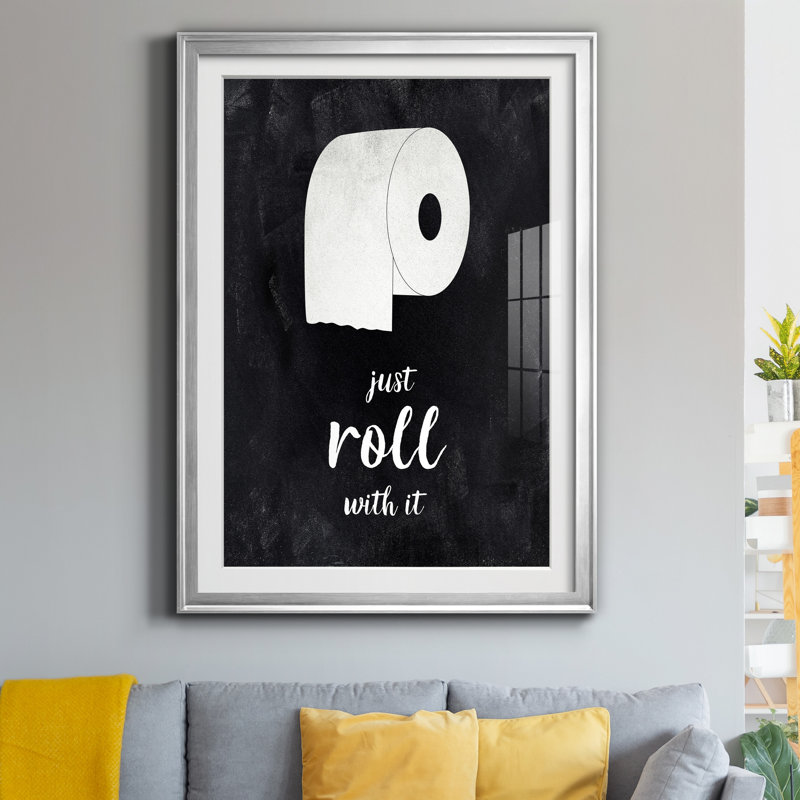 Rouleau - Reproduction d'art textuel sur papier encadré, Papier argenté, H 22,5 po x l 30,5 po x P 1,5 po
