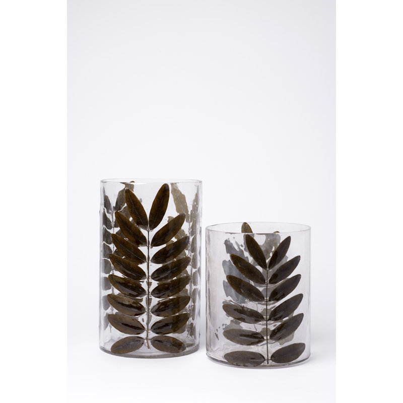 Vase de table en verre à feuille Whalan, H 8 po x l 5,5 po x P 5,5 po