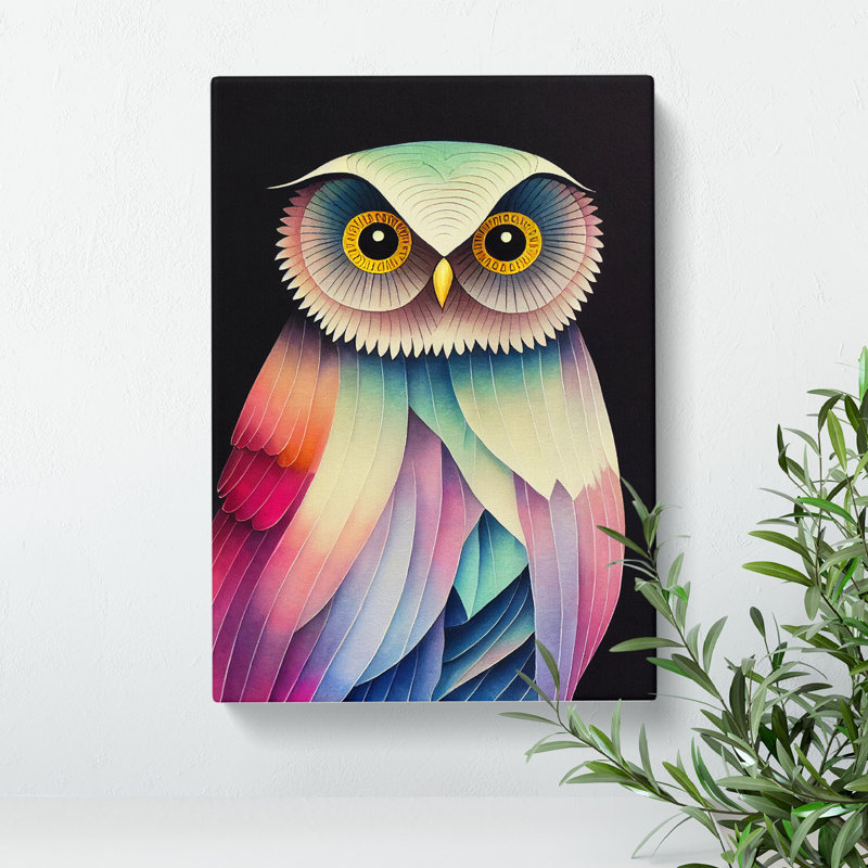 Watercolour Owl No.3 Abstract - Wrapped Canvas Painting, 50cm H x 35cm W x 3cm D