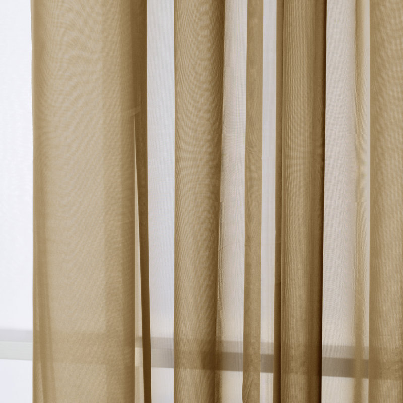 Messancy 100% Polyester Sheer Crushed Voile Solid Color Curtain Panel with Rod Pocket Top, 59" W x 63" L, Desert