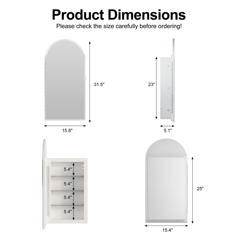 High-End Luxury Design Recessed or Wall-Mounted Tempered Glass Mirror Medicine Cabinet