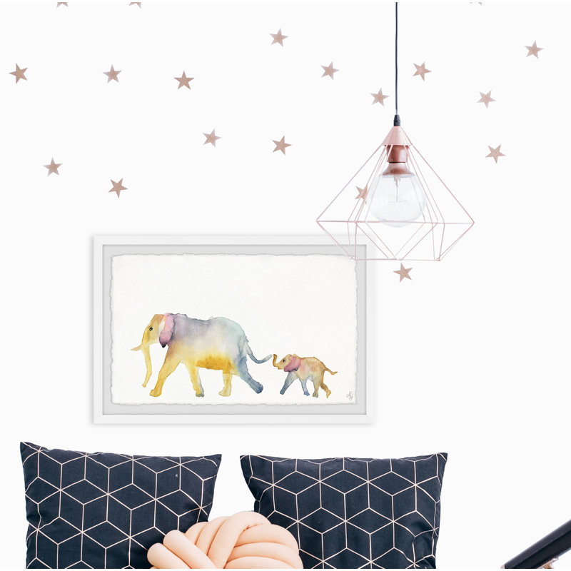 «Chad Mom and Baby Elephant», reproduction encadrée, H 12 po x l 18 po x P 1,5 po