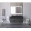 Meuble-lavabo mural simple 48 po avec comptoir à surface solide - base blanche, plateau noir, poignées chromées-435453708-508761507-508816256