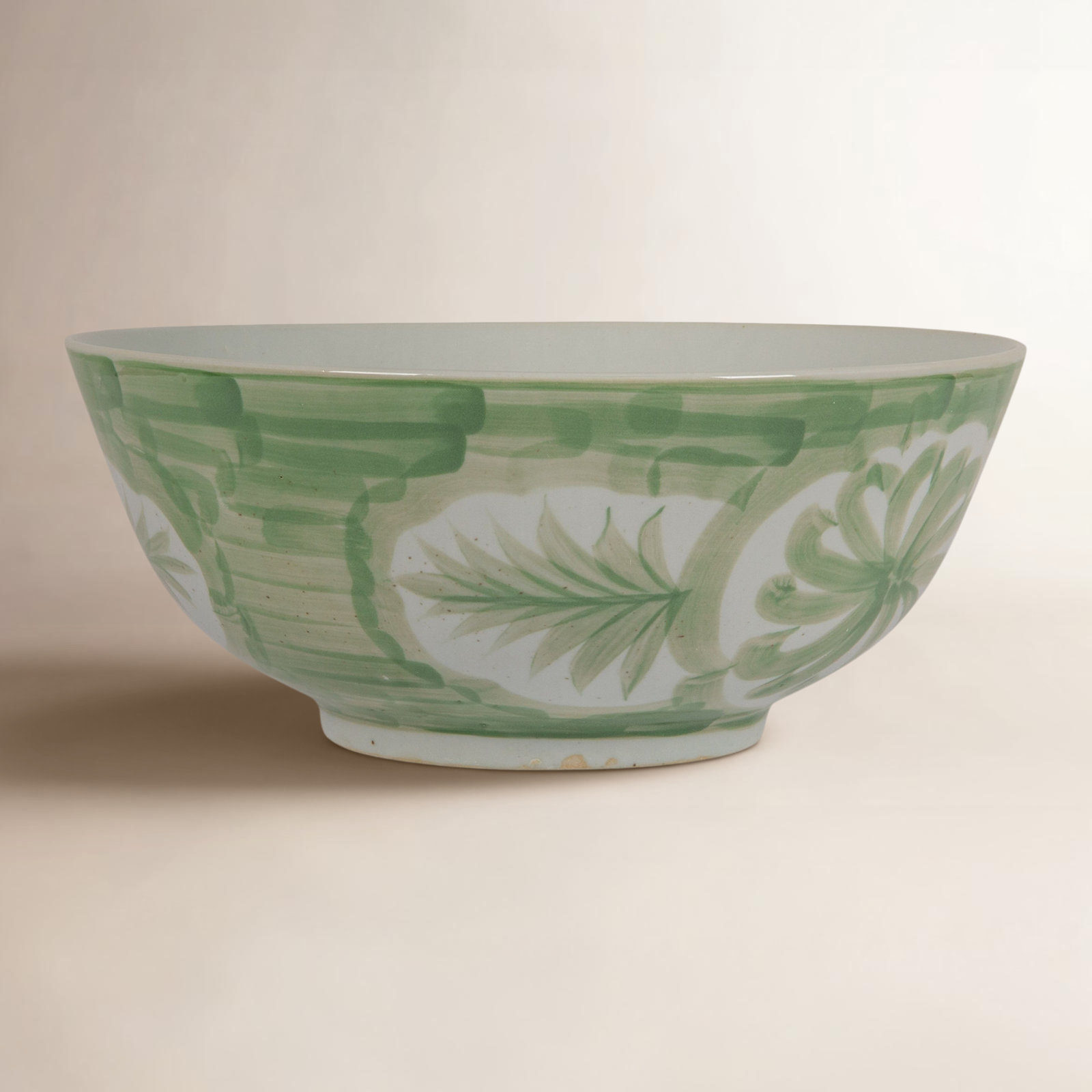 Caspen Hand-Painted Stoneware Bowl, Green