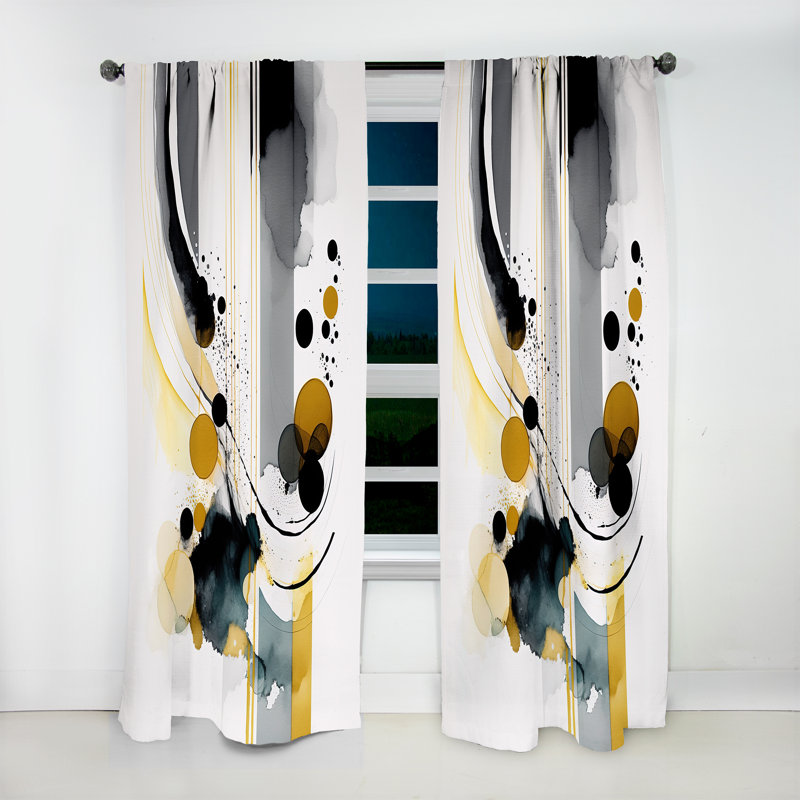 Cygnus - Abstract Transitional Shapes I - Modern Velvet Curtain - Room Darkening - 1 panel, 52" W x 63" L