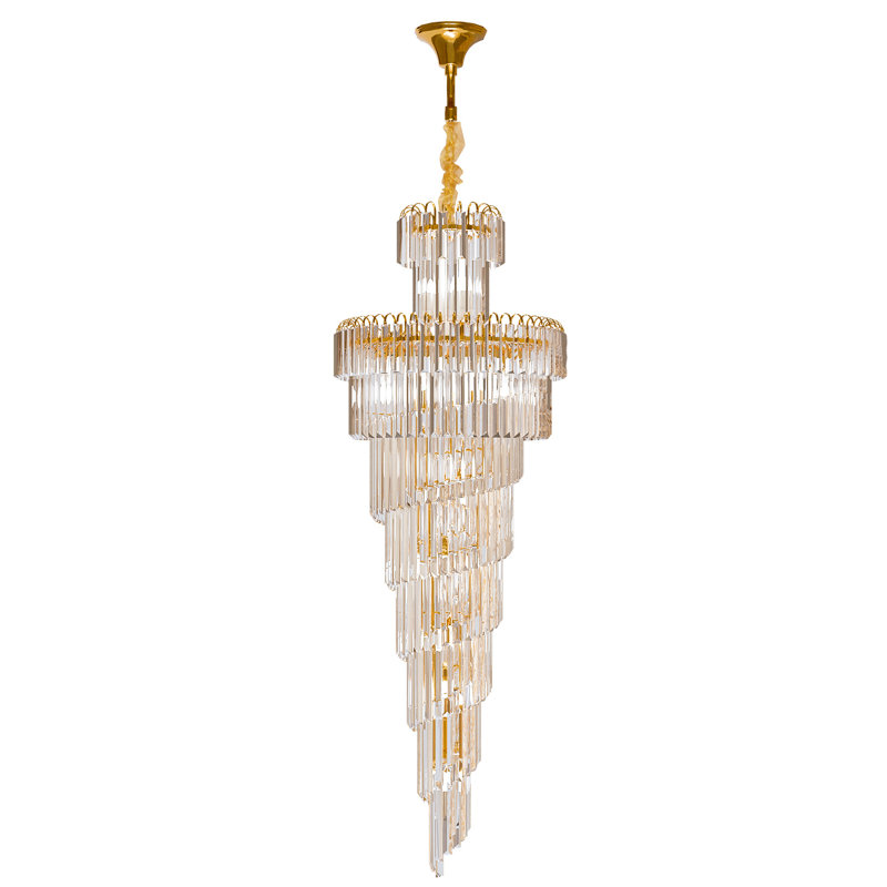 Long luminaire suspendu en spirale DEL, 6500 lumens, H 62,99 po x l 19,68 po x P 19,68 po, 15 lumières