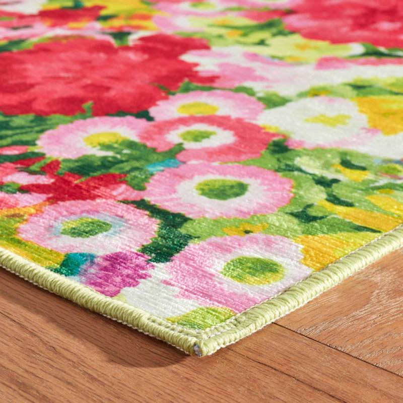 Chamomile Cluster Multi Machine Washable Rug, Rectangle 3' x 5'