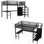Lit mezzanine avec bureau en L et port USB, lit mezzanine avec garde-robe et tablette réglable pour les adolescents adultes-114221502-114221504