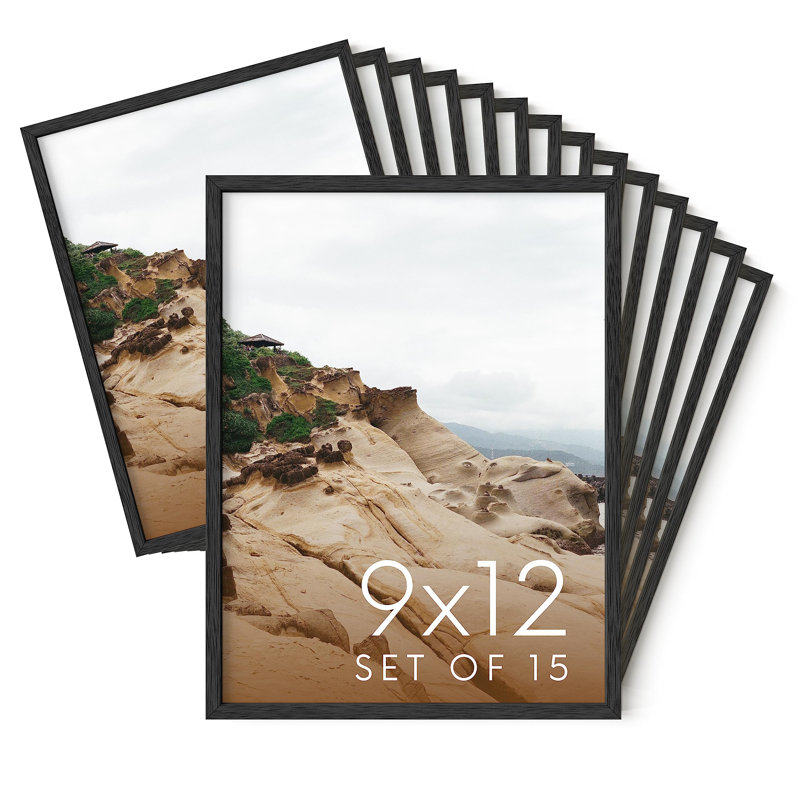 Cadre photo en bois - ensemble de 15, H 12 po x l 9 po, Noir