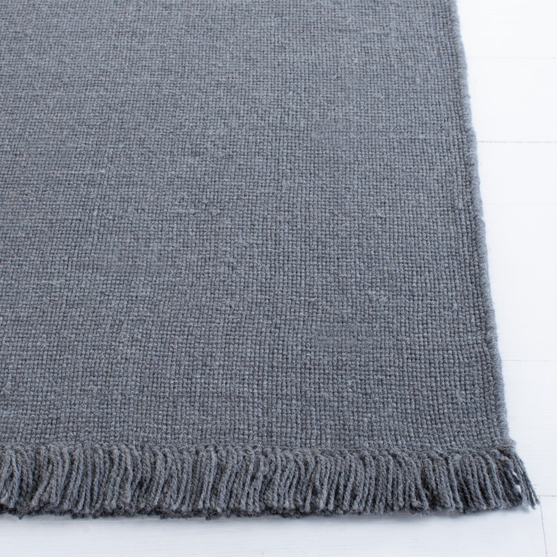 Hand-Knotted Chic Grey Wool Rectangular Rug 4' x 6'