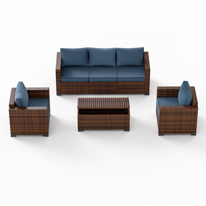 5-Person Seating Group With Storage, Navy