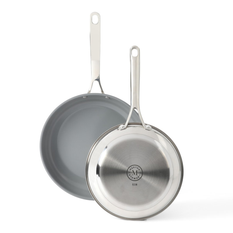 Ensemble de poêles à frire antiadhésives en acier inoxydable 12 po Martha Stewart Delaroux