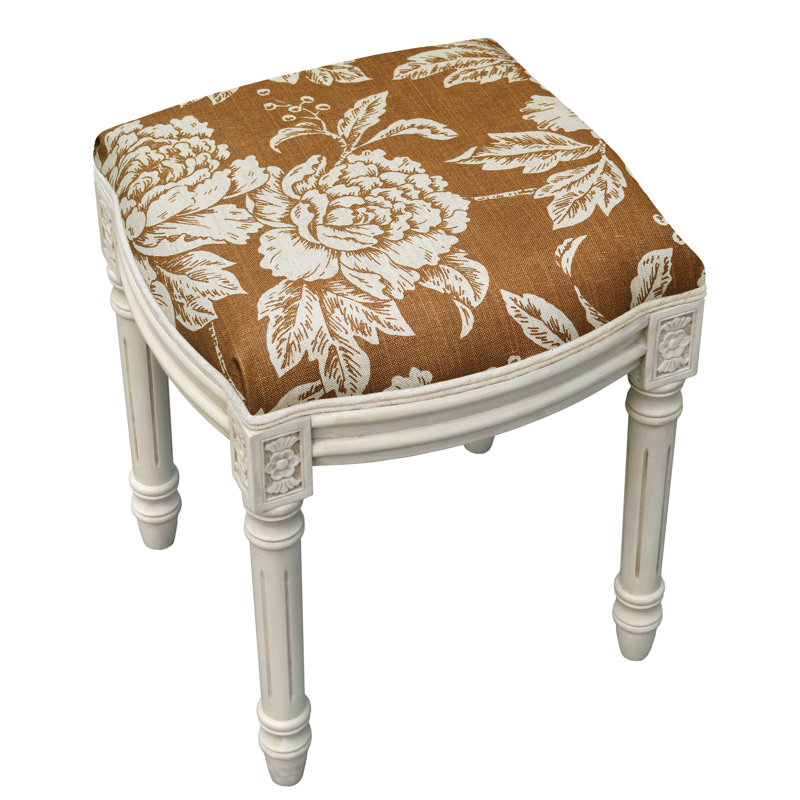 Loretta Solid Wood Accent Stool, Caramel