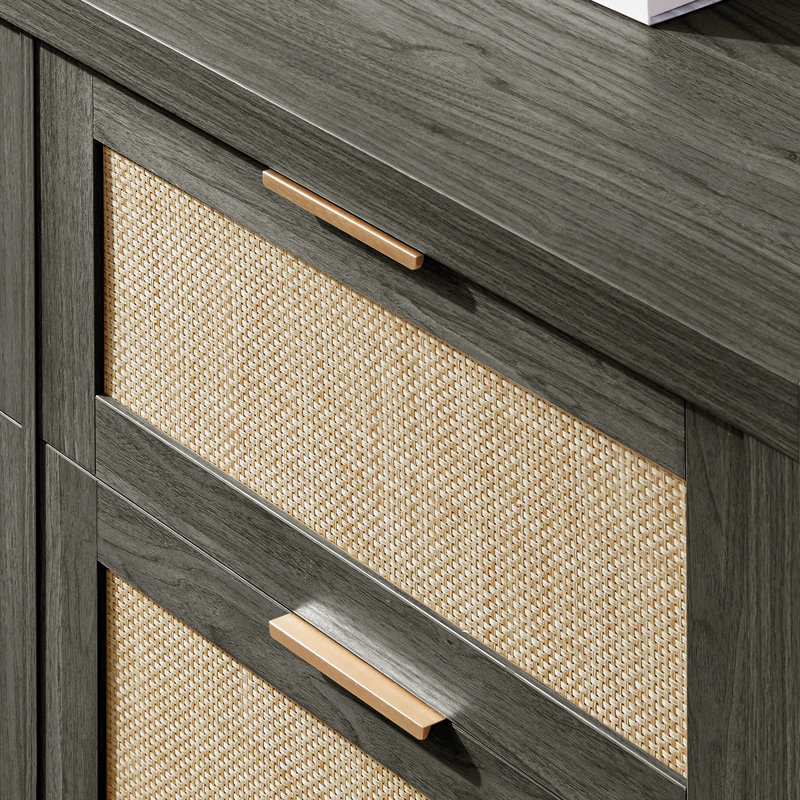 Commode à 6 tiroirs en bois manufacturé de 47,2 po Dearbhaile, Chêne minuit