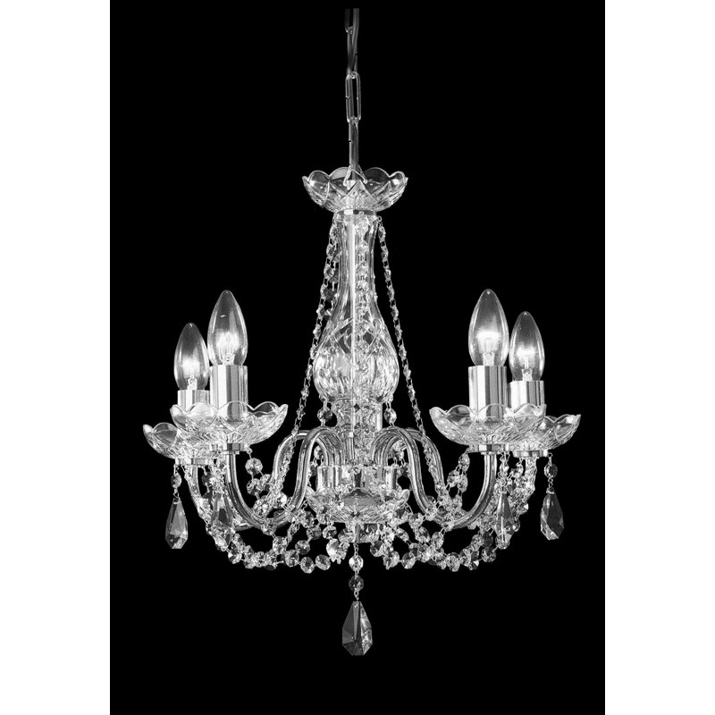 5 - Light Candle Style Chandelier, Nickel