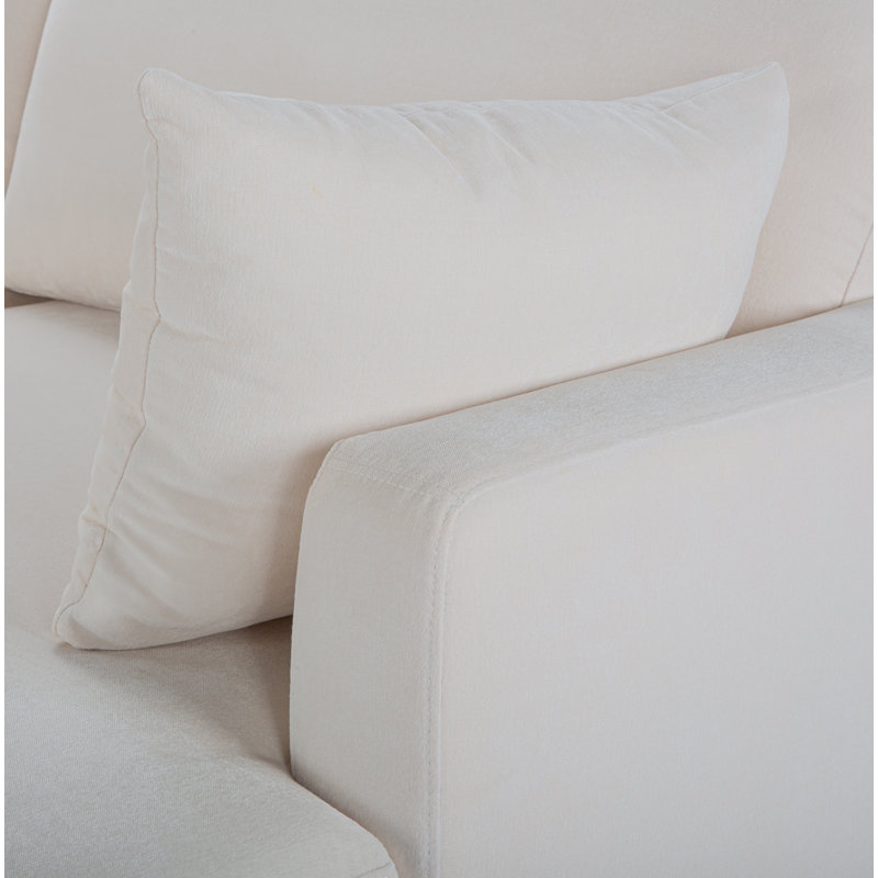 Canapé modulaire à méridienne rembourré Laguna, Orienté à droite (vu de face), Tissu performance natté crème
