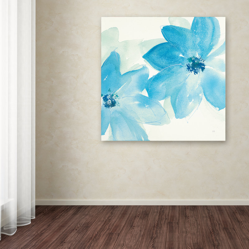« aqua menthe clematis ii », reproduction sur toile tendue, H 18 po x l 18 po