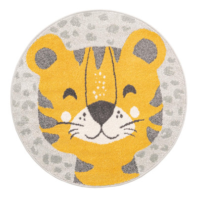 Round Animal Print Polypropylene Plastic Rug