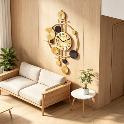 Grande horloge murale moderne surdimensionnée avec mouvement à quartz silencieux, chiffres arabes audacieux faciles à lire, cadre en métal pour le salon, la chambre à coucher, le bureau et la maison de campagne