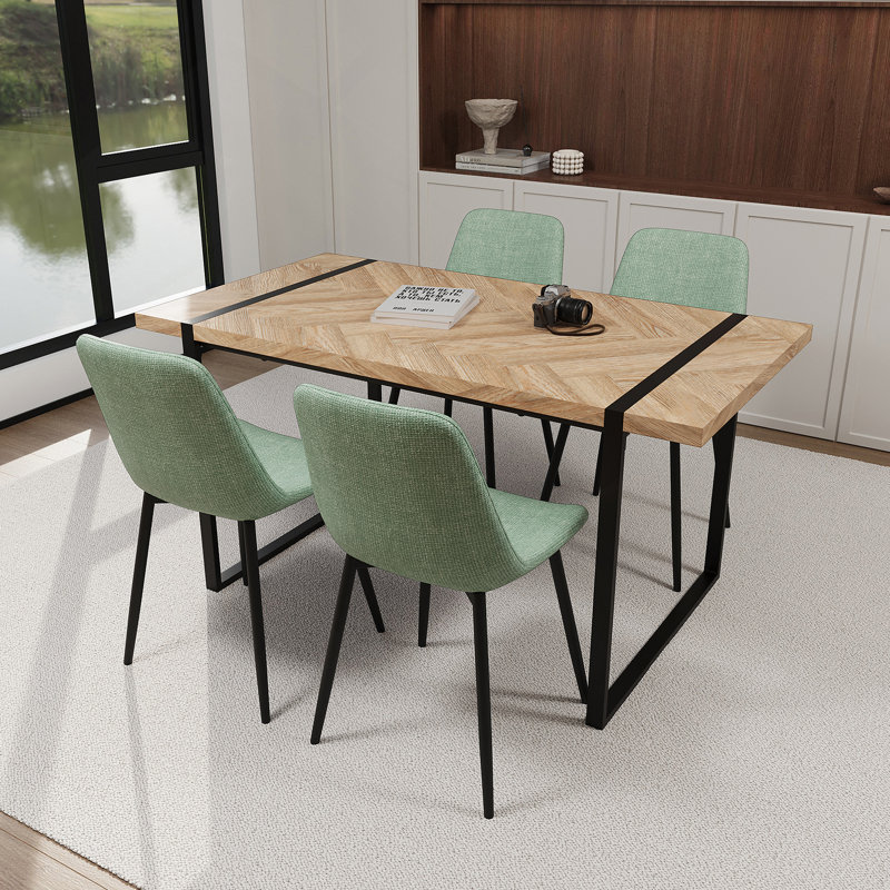 Ensemble de table de salle à manger 5 pièces en bois avec base en métal