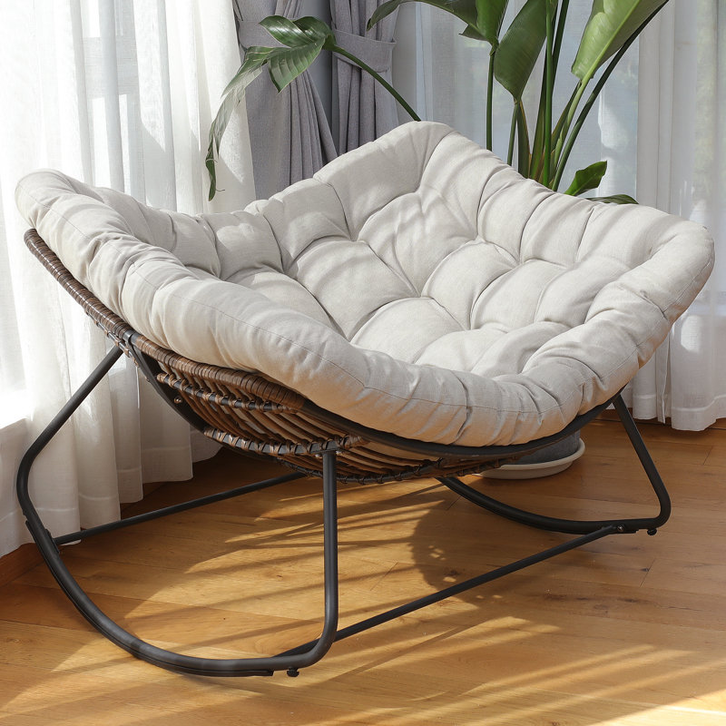 Chaise berçante Akishia, Beige, Gris