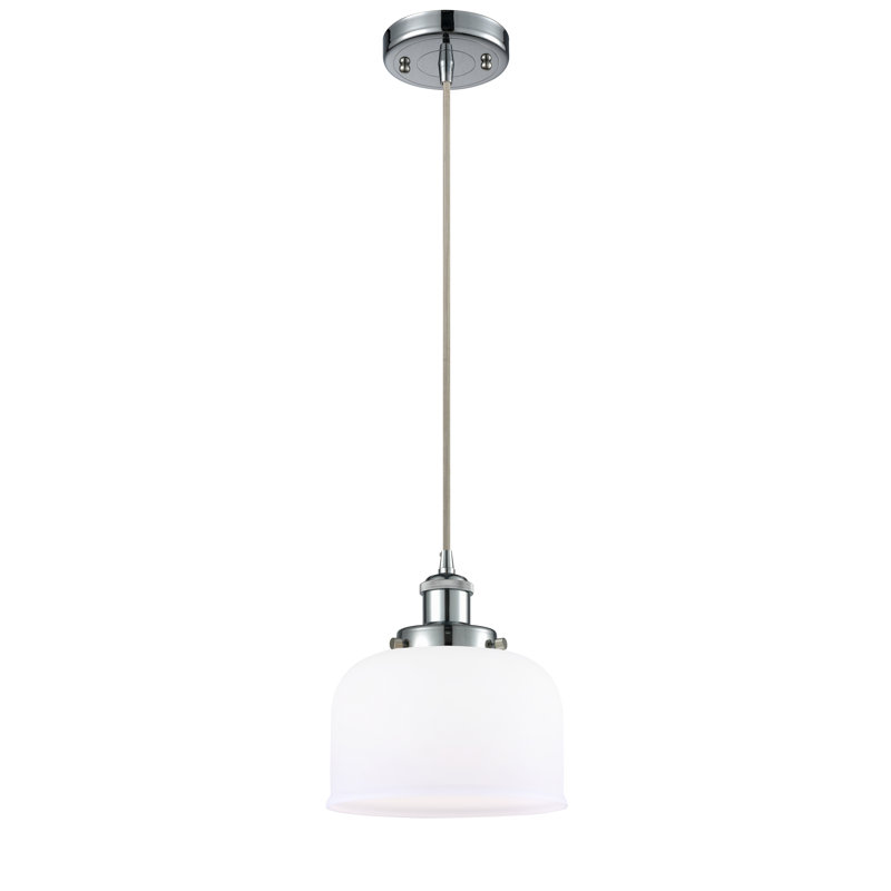 Mini luminaire suspendu à cordon 8 lumières Ballston Urban Bell, Blanc mat, Chrome poli, Ampoule non incluse