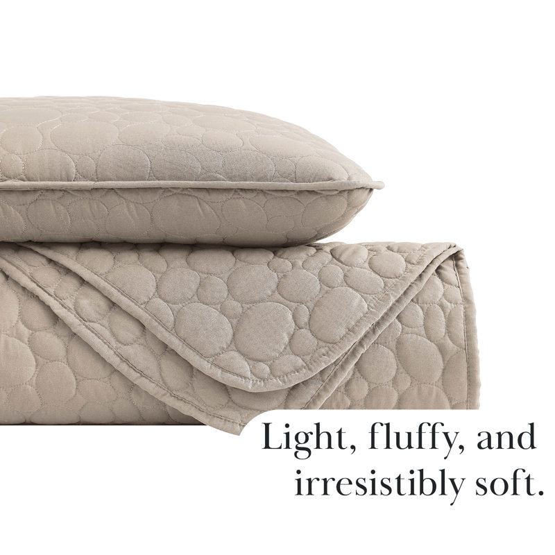 Pebble Quilted Lightweight Prewash Microfiber Quilt Set, Twin Quilt + 1 Standard Sham, Sandy Taupe