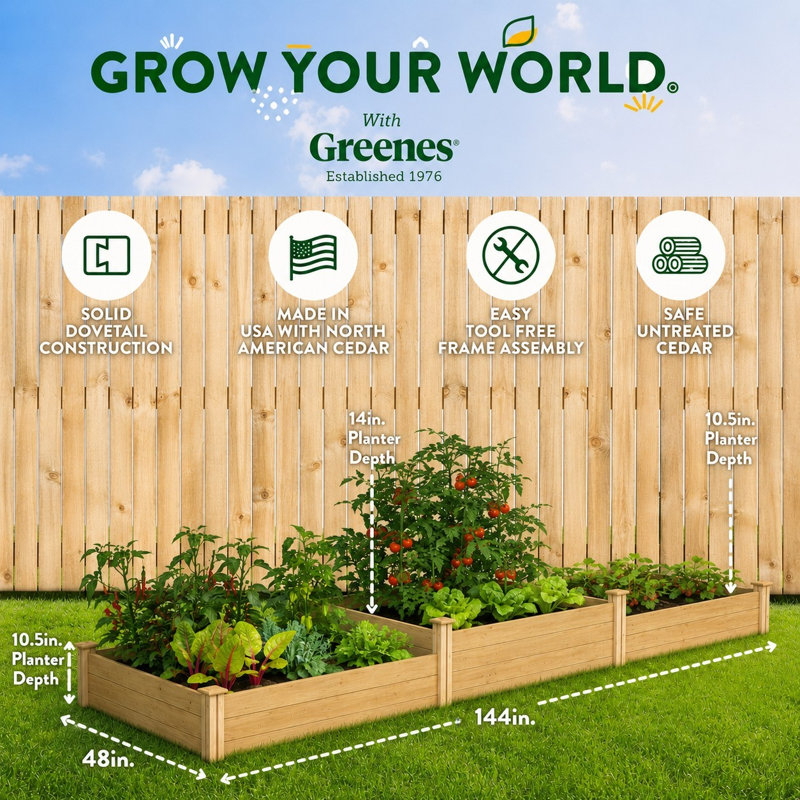 Jardin surélevé en cèdre 12 pi x 4 pi, Cèdre