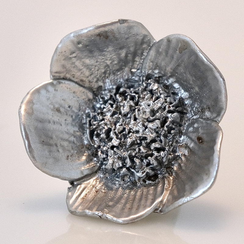 Silver Flower Knob - Set of 4