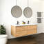 Meuble-lavabo mural flottant de 60 po avec lavabo et tiroirs en résine, conception élégante pour un grand rangement, protection silencieuse et chaleureuse, meuble-lavabo moderne en bois massif, pouces, fermeture
