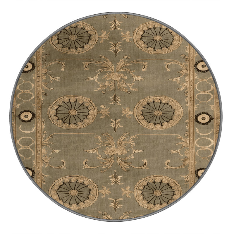 Tapis brun français lavable à la machine, Rond 3 pi