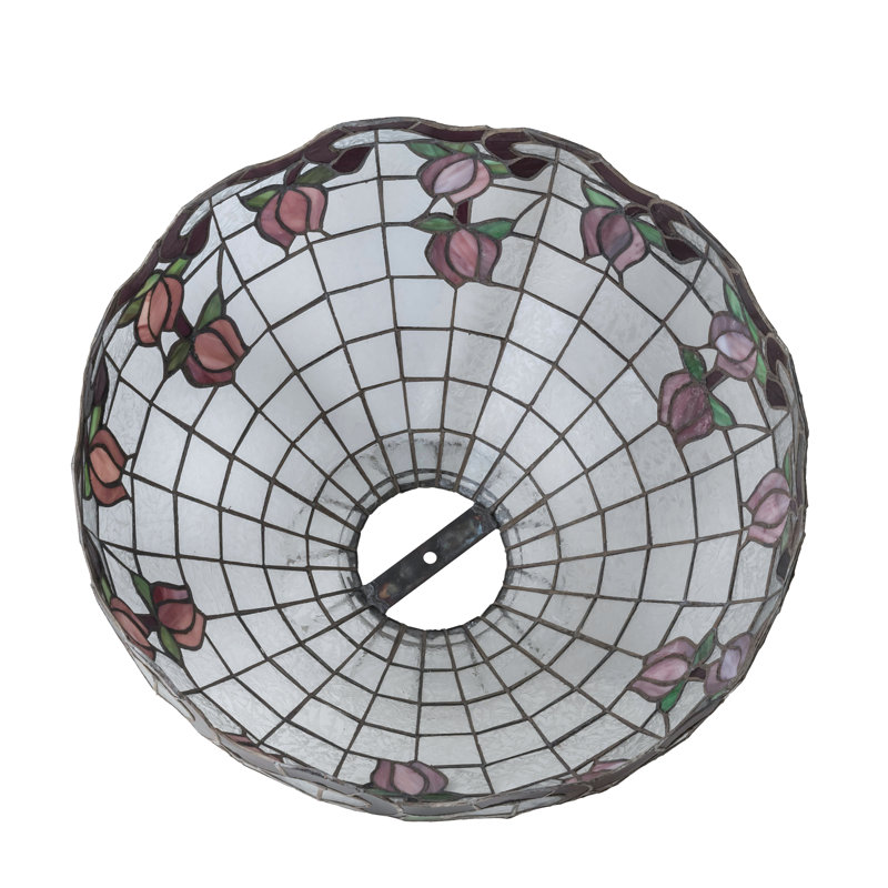 Dome Lamp Shade, Pink/Purple/Green/Clear Fern, 15" H x 20" W x 20" D