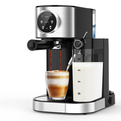 20 Bar Espresso Machine, 3-in-1 Professional Latte Cappuccino Maker with Automatic Milk Frother, Dual Boiler, Touchscreen, 57oz Water Tank, Black