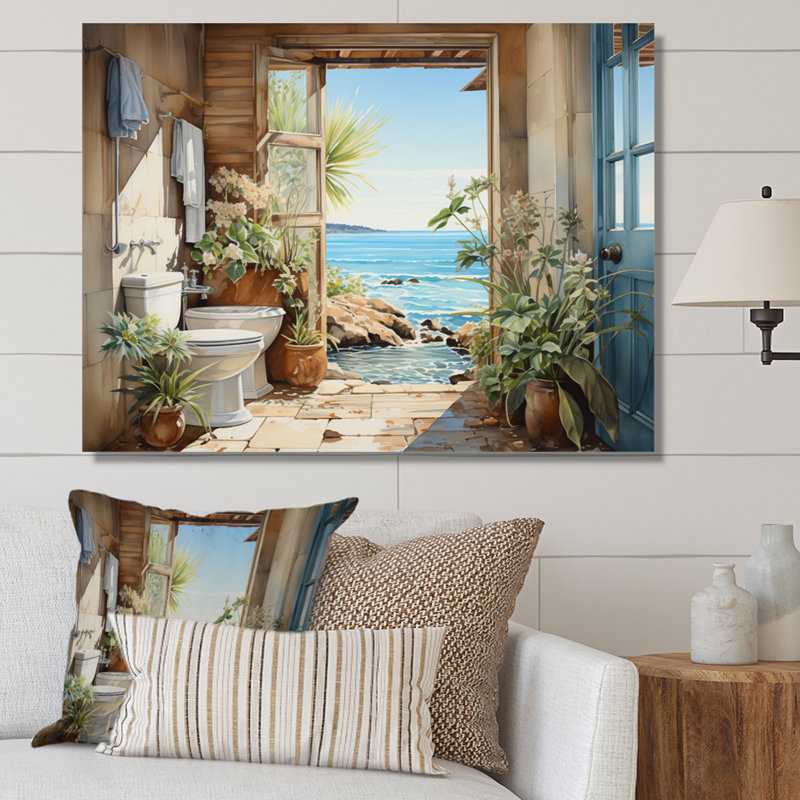 «Bathroom and Coastal Escape I», art mural sur toile Bath & Laundry, H 12 po x l 20 po x P 1 po, Toile tendue