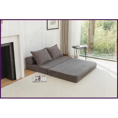 Twin Size Foldable Sofa Bed with Lumbar Pillow - Removable Polyester Cover for Living Room Dorm Guest Room