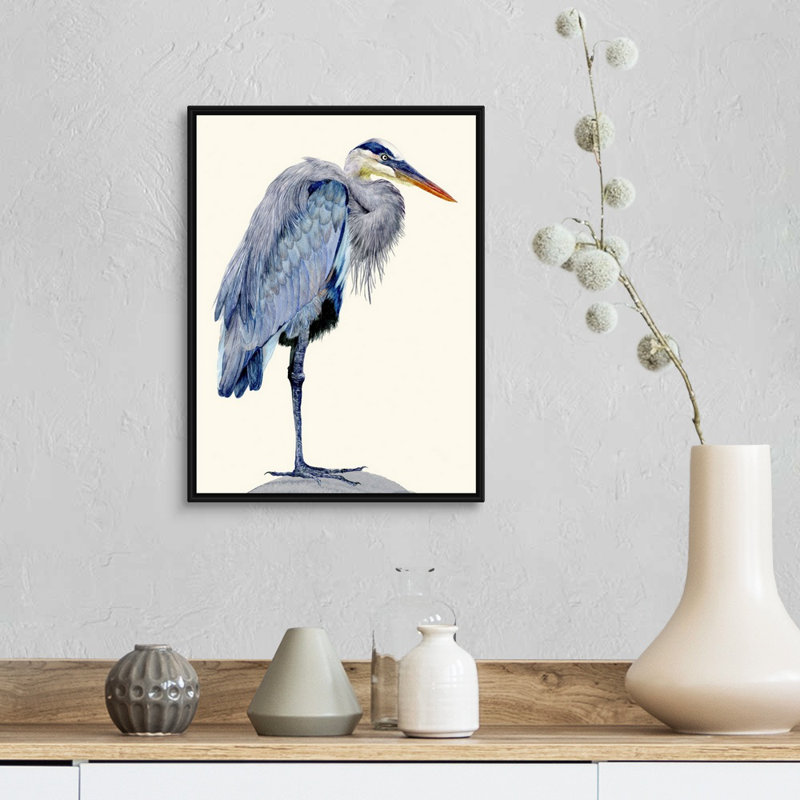 Heron Study II, art mural sur toile, Toile encadrée noire, H 18 po x l 14 po x P 2 po