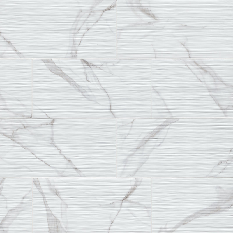 Linea 12 in. x 24 in. Glossy Ceramic Wall Tile, Monarca Blanca