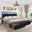 Farmhouse Style Bed Frame with LED Headboard & Storage-1020761074-1028532640
