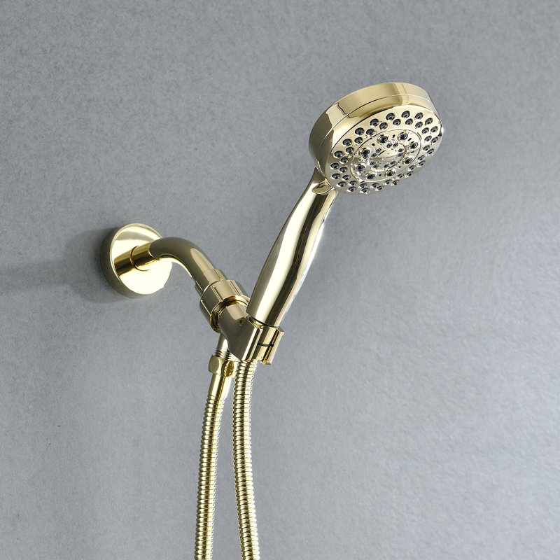5 Mode Adjustable Settings Handheld Shower Head with Hose High Pressure Shower Heads, Brushed Gold