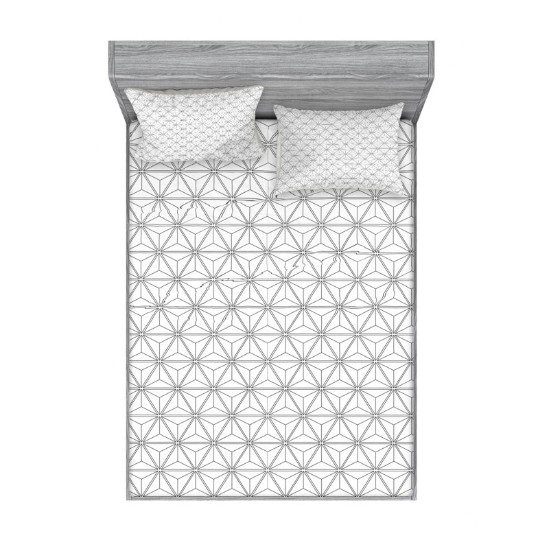 Microfiber Geometric Sheet Set, Queen Sheet Set with Fitted Sheet