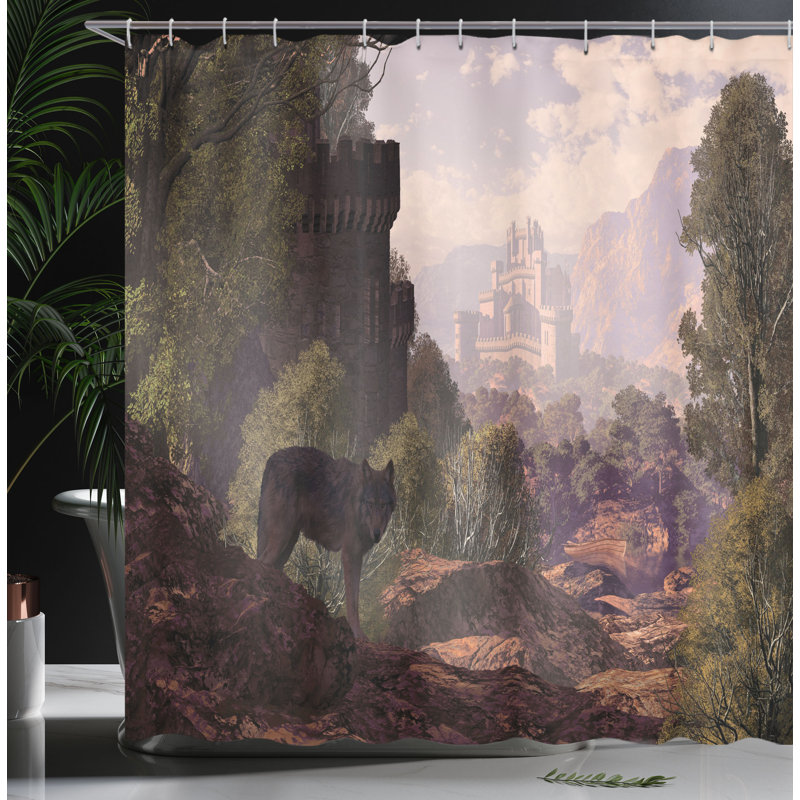 Shower Curtain with Hooks Included, 75"H x 69"W