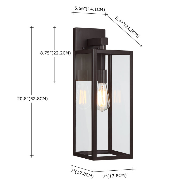 Lanterne murale d'extérieur 1 lumière Tornillo, H 21 po x l 7 po x P 8,47 po, Bronze huilé, bronze