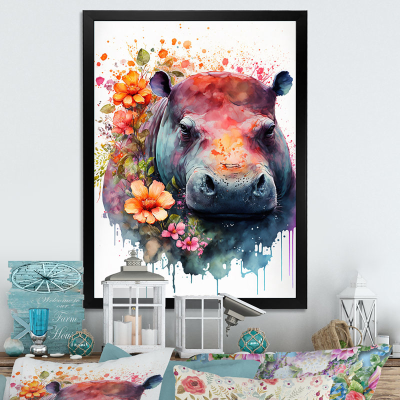 Art floral mignon - Peinture sur toile, Impression noire sur toile encadrée, H 20 po x l 12 po x P 1 po