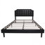 Élégant cadre de lit plateforme en similicuir (vert), tête de lit capitonnée avec garniture cloutée, aucun sommier nécessaire, assemblage facile (taille double)-288353614-288353619