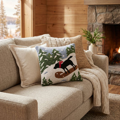 Coussin noir en laine